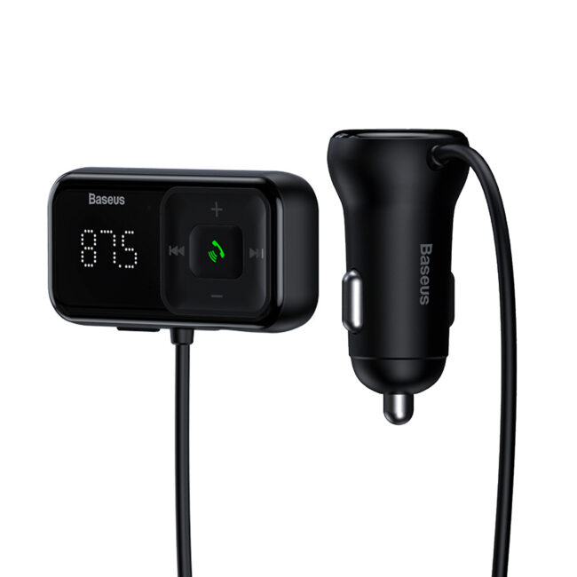 Bluetooth трансмитер MP3 плейър за кола + зарядно Baseus T Shaped S-16 Black OS