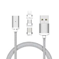 Магнитен Usb Кабел за смартфони 3в1 Lightning/MicroUSB/TypeC