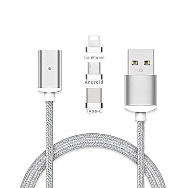 Магнитен Usb Кабел за смартфони 3в1 Lightning/MicroUSB/TypeC