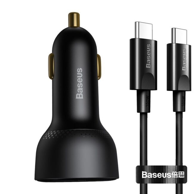 Зарядно за кола Baseus Superme USB, USB-C, 100W + USB-C кабел