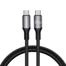 Кабел за бързо зареждане Rocoren USB-C към USB-C Retro Series 1m 60W (сив)