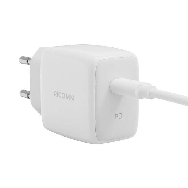 Зарядно устройство 25W PD Ricomm RC251 EU, 1xUSB-C + 2.1m USB-C кабел
