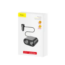 Зарядно за кола Baseus Splitter 2x USB 3.1A 17W + 2 гнезда за запалка 80W черено (CRDYQ-01)