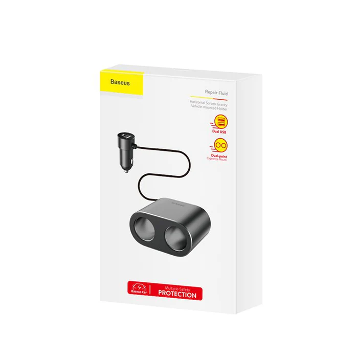 Зарядно за кола Baseus Splitter 2x USB 3.1A 17W + 2 гнезда за запалка 80W черено (CRDYQ-01)