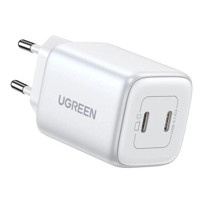 Бързо зарядно UGREEN 220V 45W, 2xUSB-C, Nexode GaN
