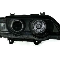 Кристални фарове с дневни светлини и ангелски очи за BMW X5  (1999-2003) - черни