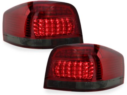 Диодни стопове AUDI A3 (03-08) - червени / опушен хром