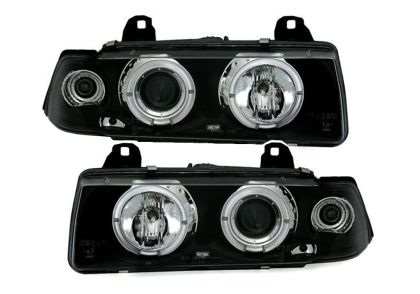 Кристални фарове Angel Eyes BMW E36 (1991-2099) 2D coupe - черни
