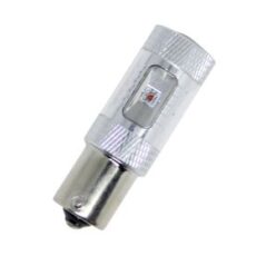 Диодна крушка BA15S с 6 х 5W CREE диода и лупа единична светлина жълта