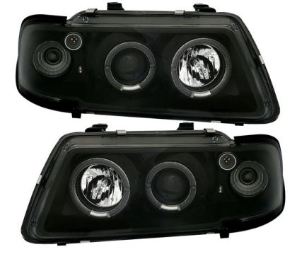 Кристални фарове за Audi A3 Angel Eyes (1996-2000) - черни