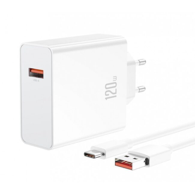 Бързо зарядно 220V XO 120W, USB-A + Type-C, 6A, L128