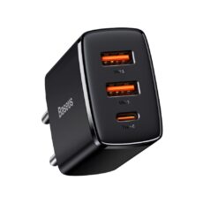 Зарядно устройство BASEUS 220V 30W, 2xUSB-A, USB-C, Compact