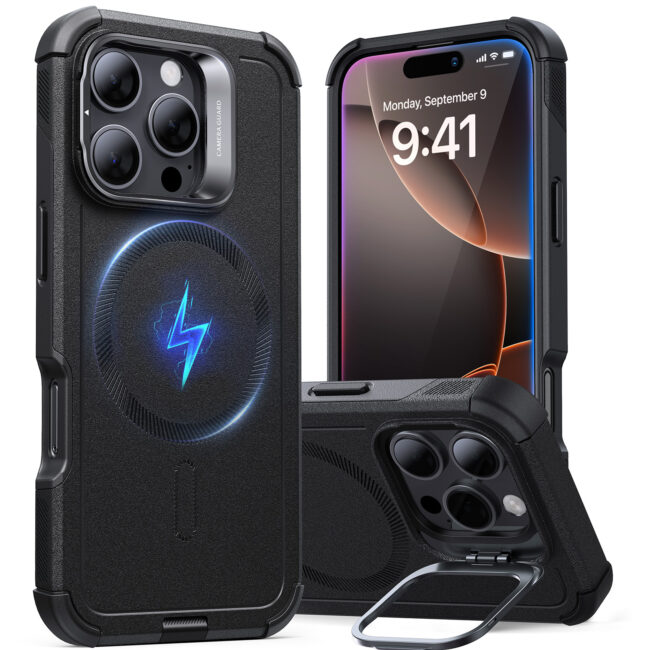 Калъф Cyber Tough Armor със стойка, iPhone 16 Pro Max