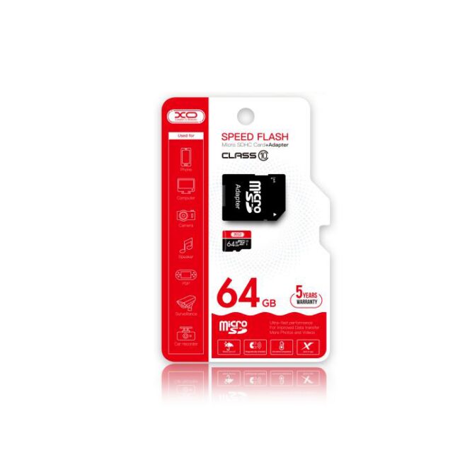Micro SD 64GB, class 10 + адаптер, XO