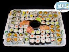 Мега Оферта 74 суши хапки със сьомга, филаделфия и зеленчуци от Sushi Market