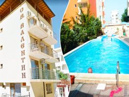 Оферта На 150м. от плажа в Приморско! Нощувка за 2-ма или 3-ма + басейн в хотел Свети Валентин