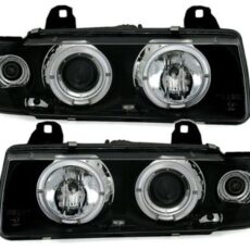 Кристални фарове за BMW E36  Angel Eyes (91-99) 4d sedan - черни